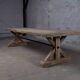 Farmhouse table in old solid oak, star-shaped legs 300 cm