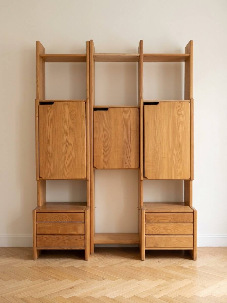 Modular library in solid elm by Pierre Chapo
