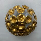 Ceiling lamp floral decoration in gilded metal