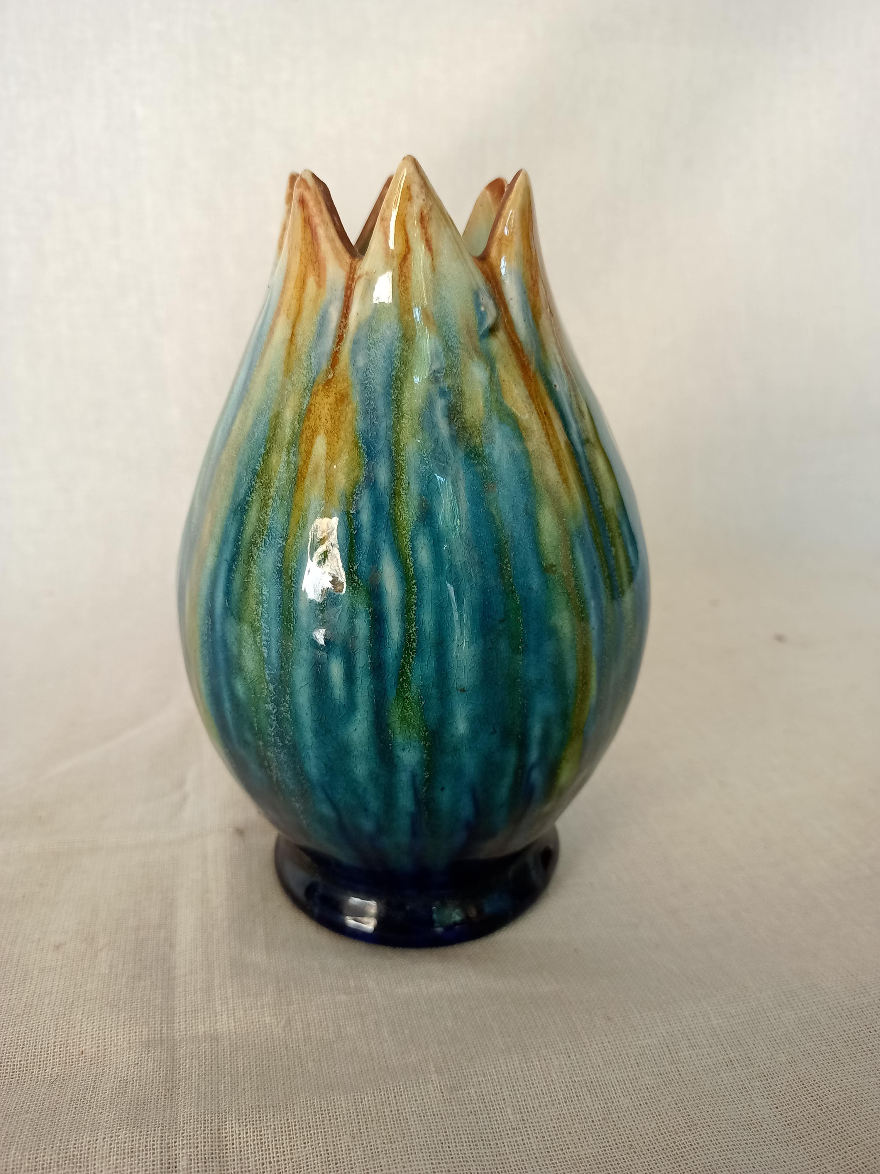 Old flammed ceramic vase
