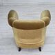 1960s, Danish relax armchair, light green furniture velour, oak wood legs.