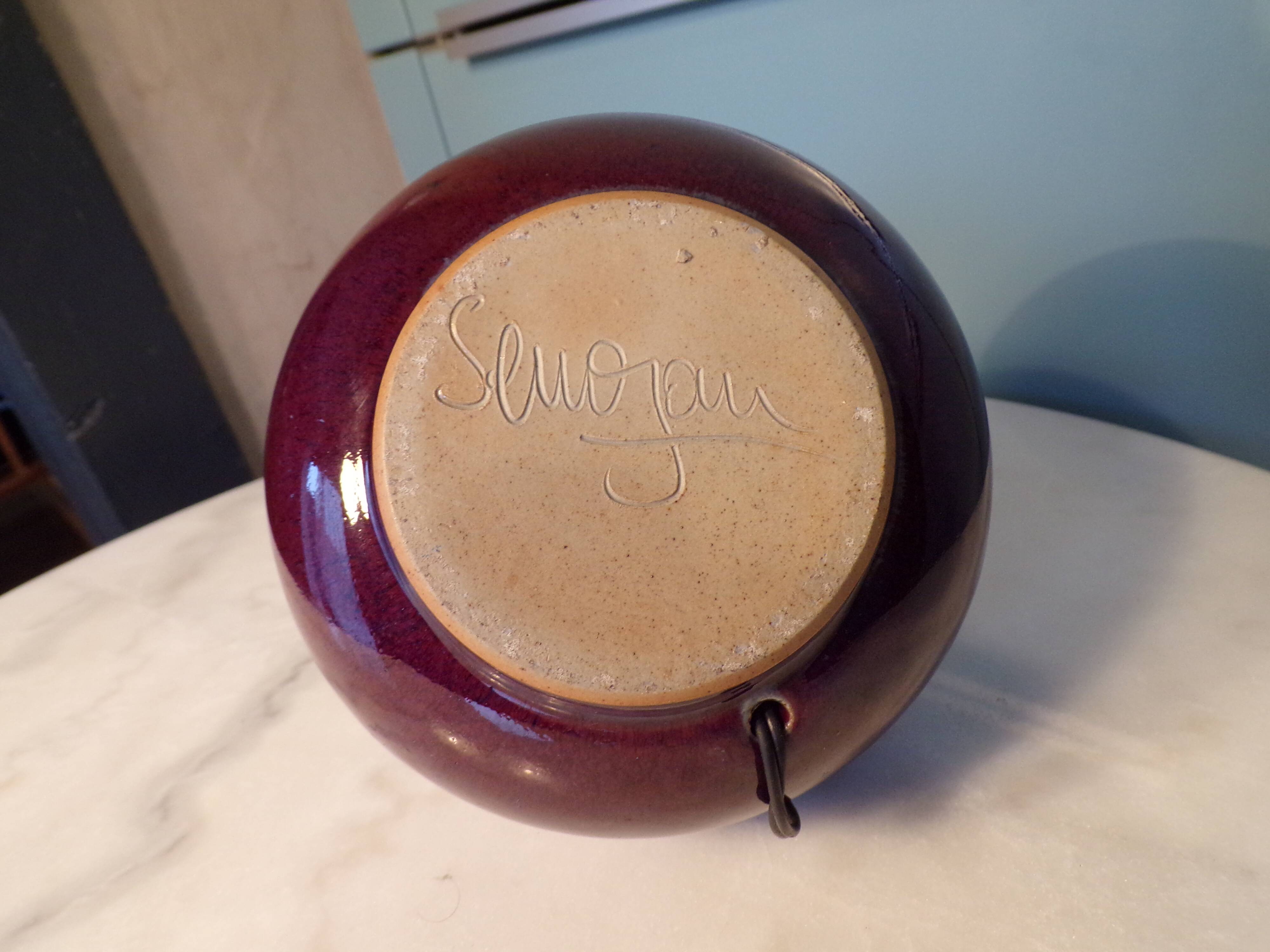 Enamelled stoneware lamp by Colette Houtmann