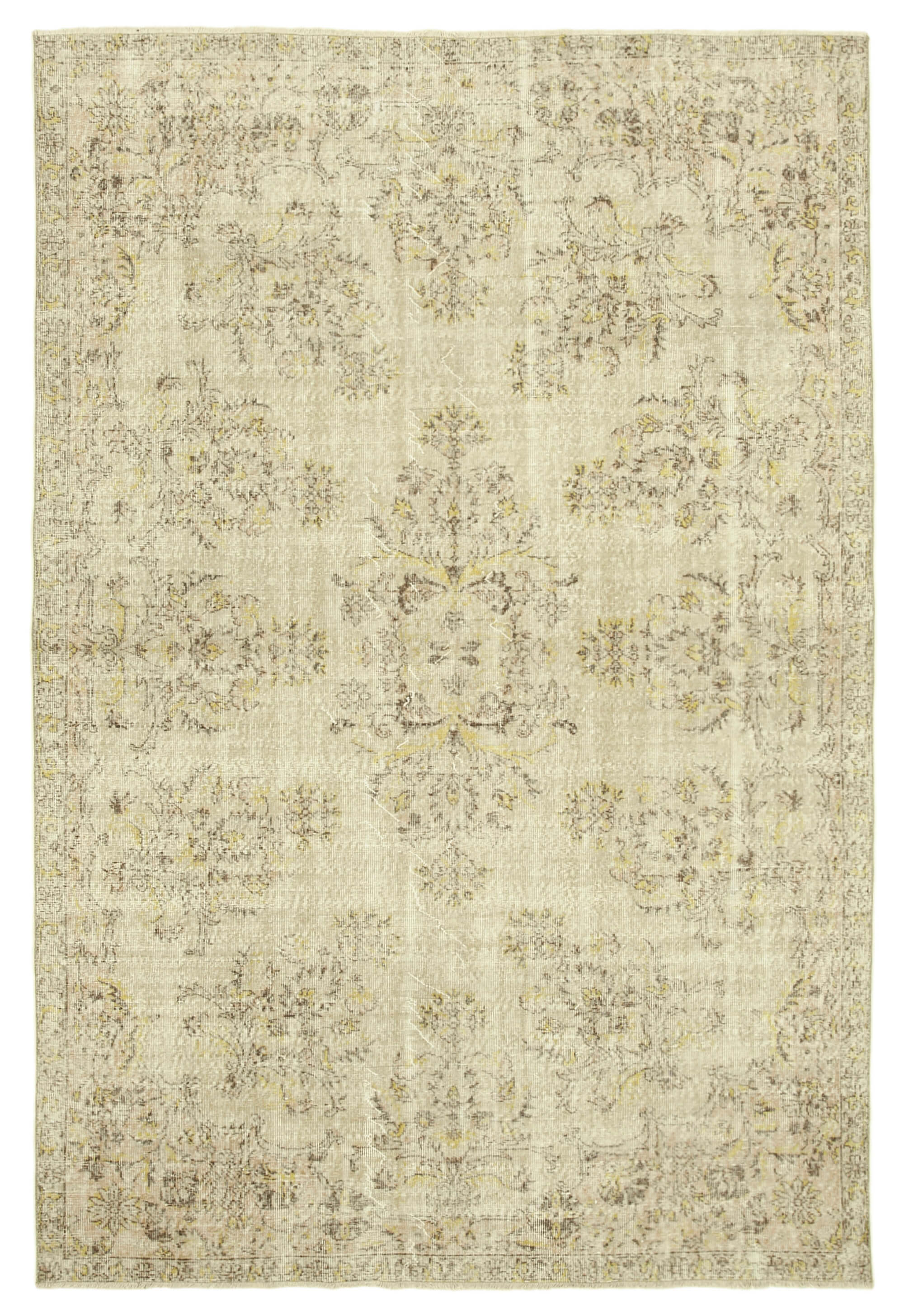 Tapis beige rustique anatolien tissé à la main 205 cm x 312 cm