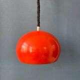 Big vintage red metal space age pendant lamp