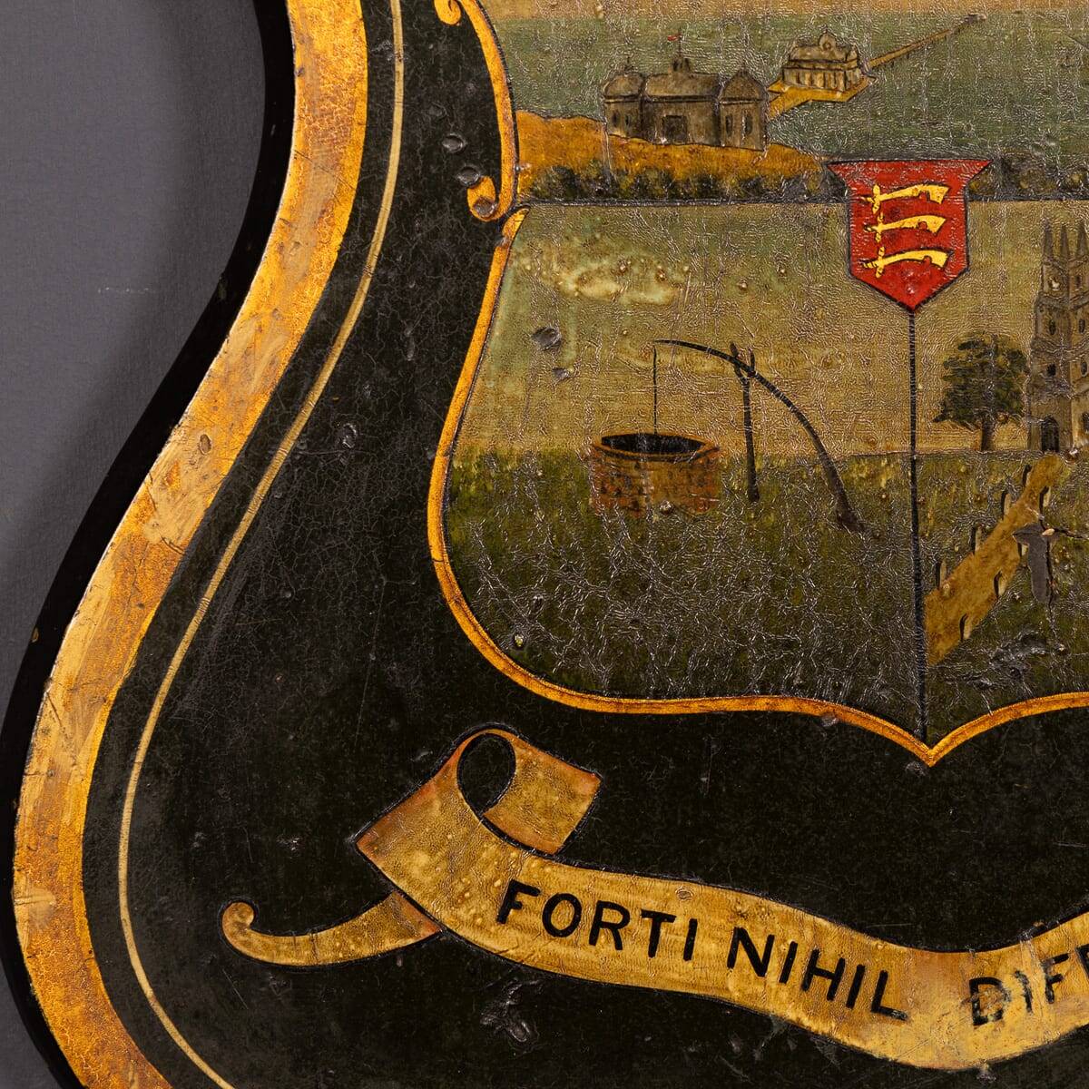 Antique 19thC English Hand Painted Essex Armorial Shield