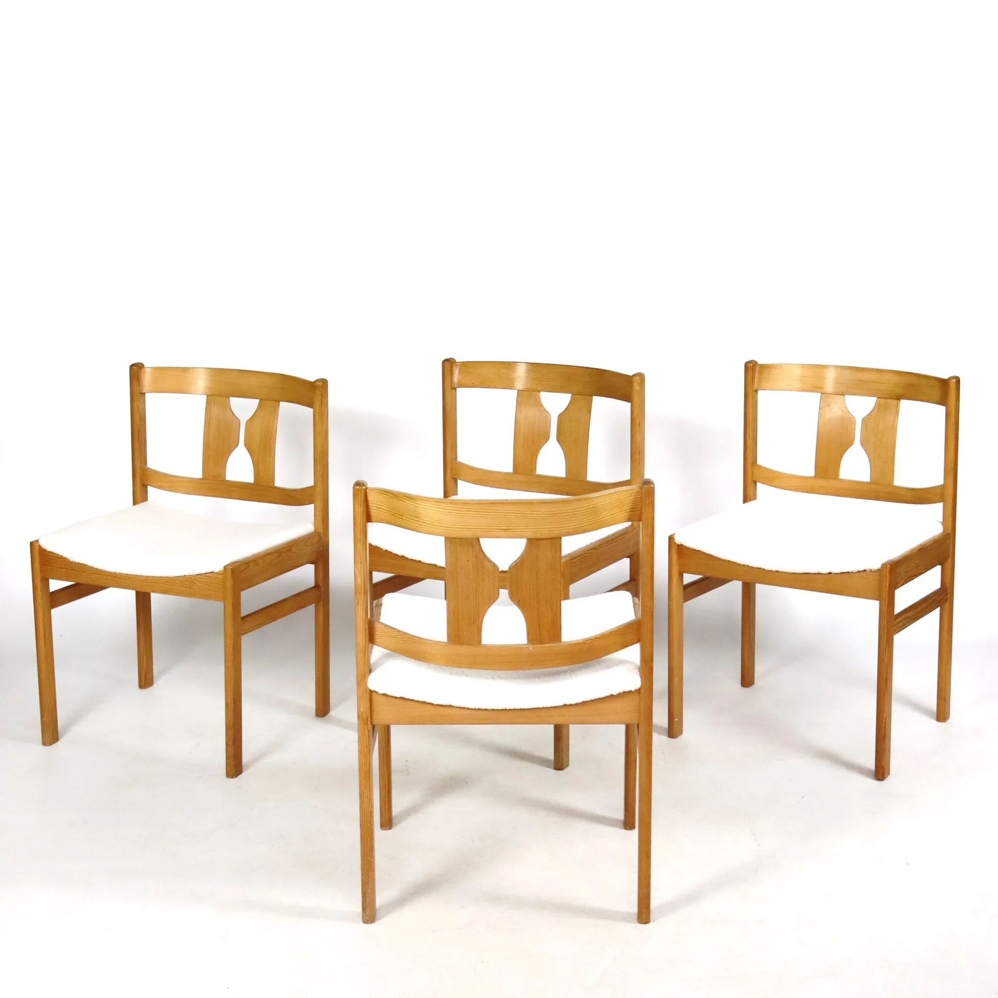 Set of four pine chairs from the 1960s.