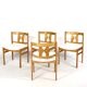 Set of four pine chairs from the 1960s.