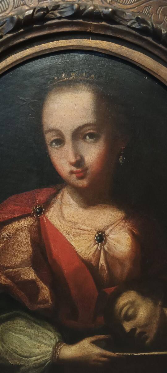 Old oil painting on canvas, Salome holding the head of John the Baptist - 18th century