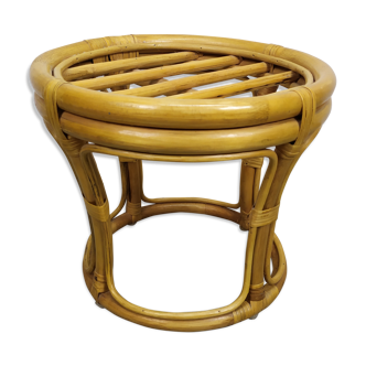 Vintage old rattan pouf