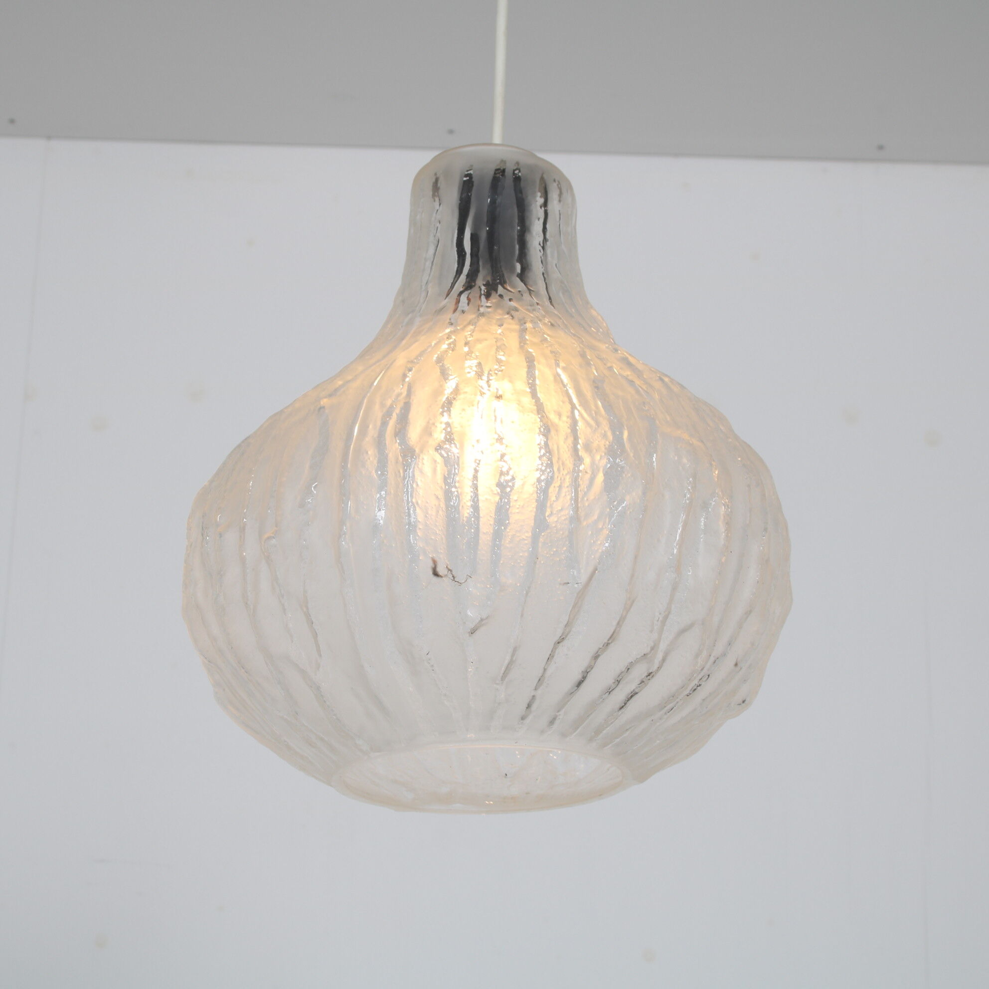 1960s Frosted glass hanging lamp from Austria