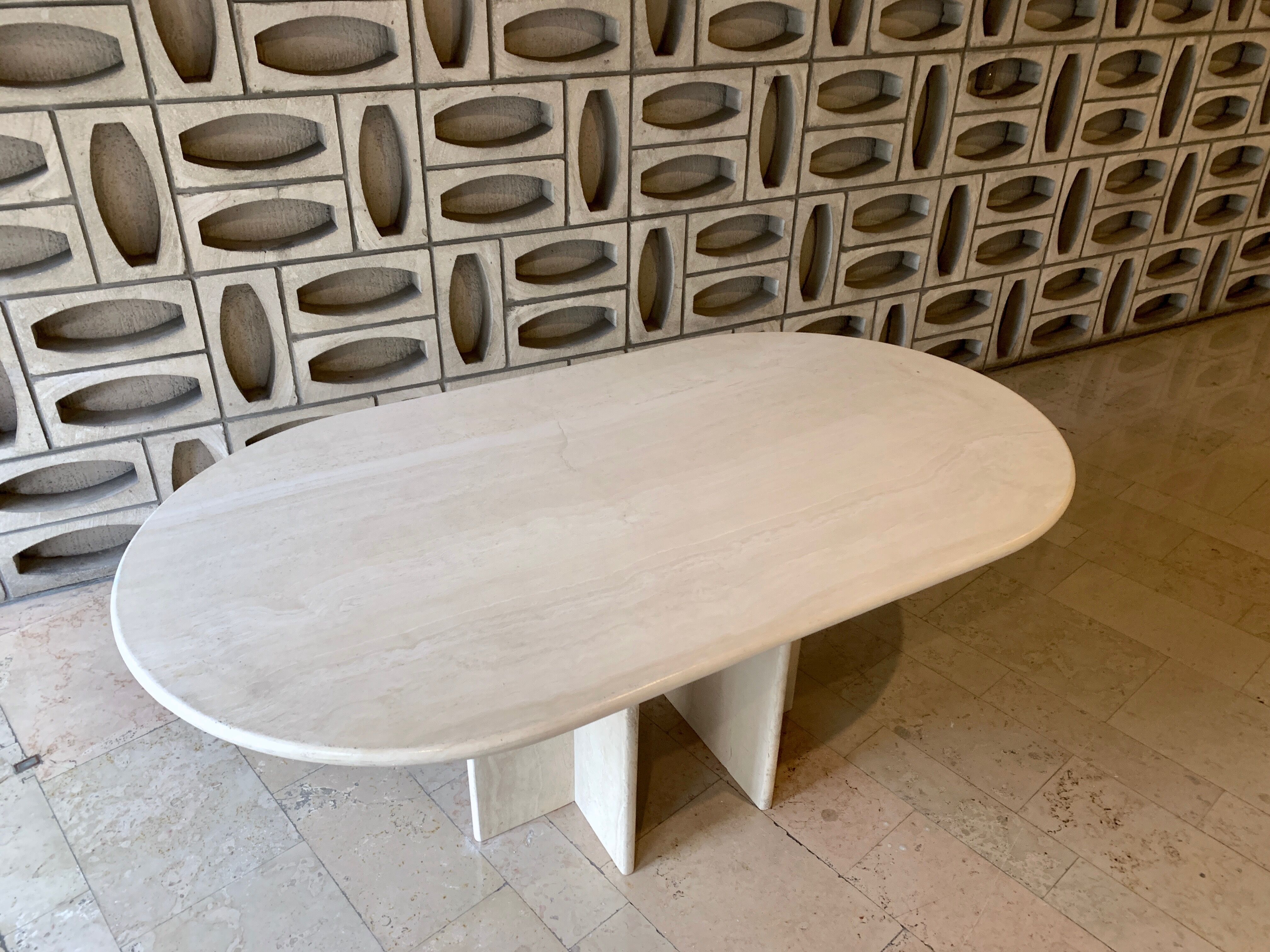 Ligne Roset travertine vintage dining table