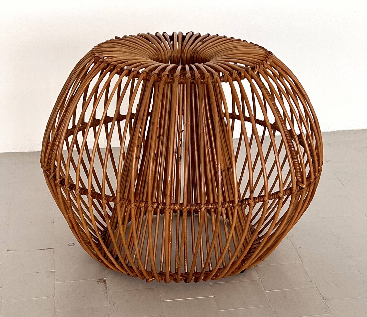 Bamboo Stool with new cushion, 1960s
