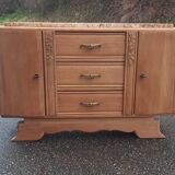Low art deco sideboard in raw oak wood
