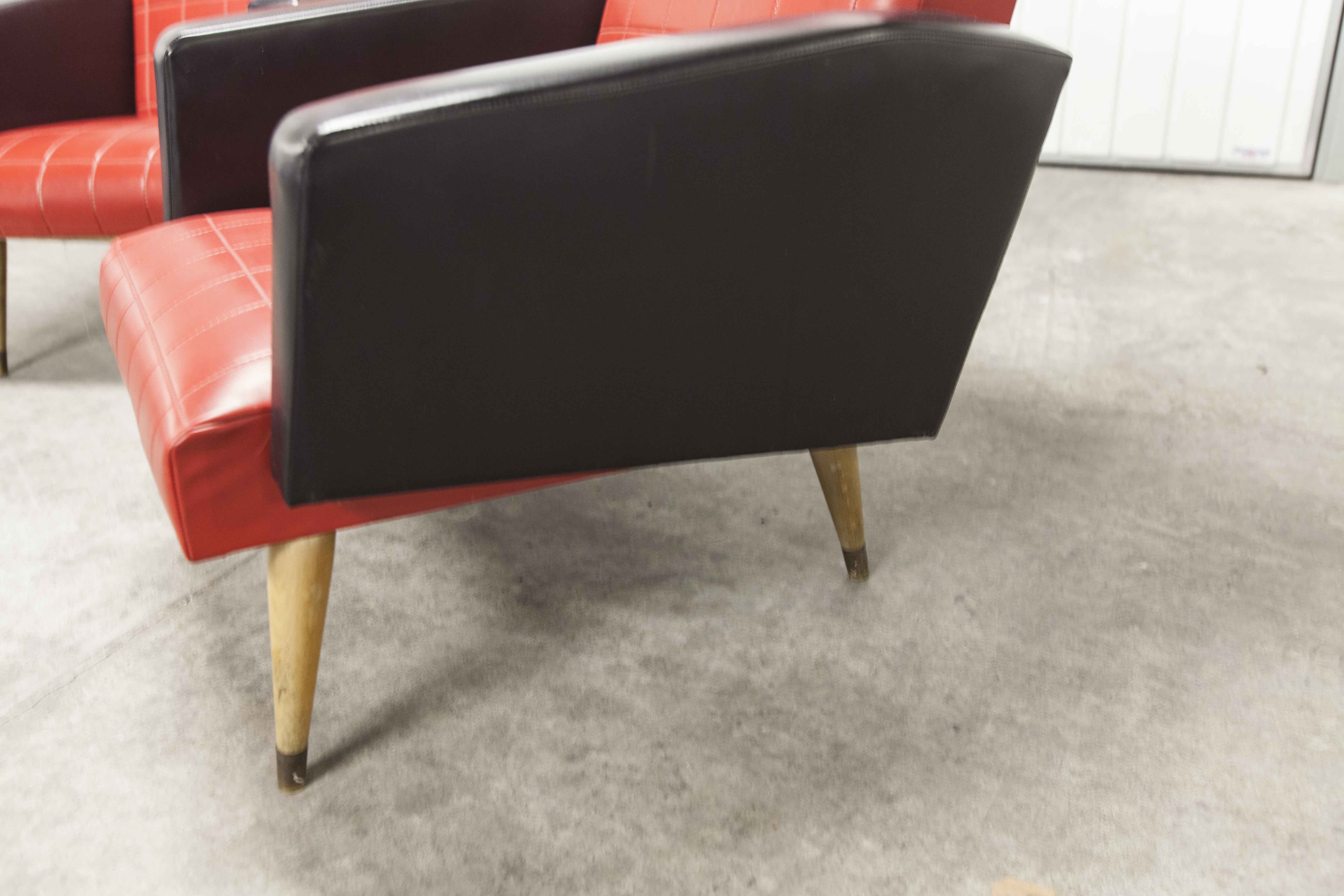 Paire de fauteuils rockabilly pieds compas 60