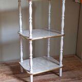 Solid turned wood and formica faux marble shelf to install wood 60s