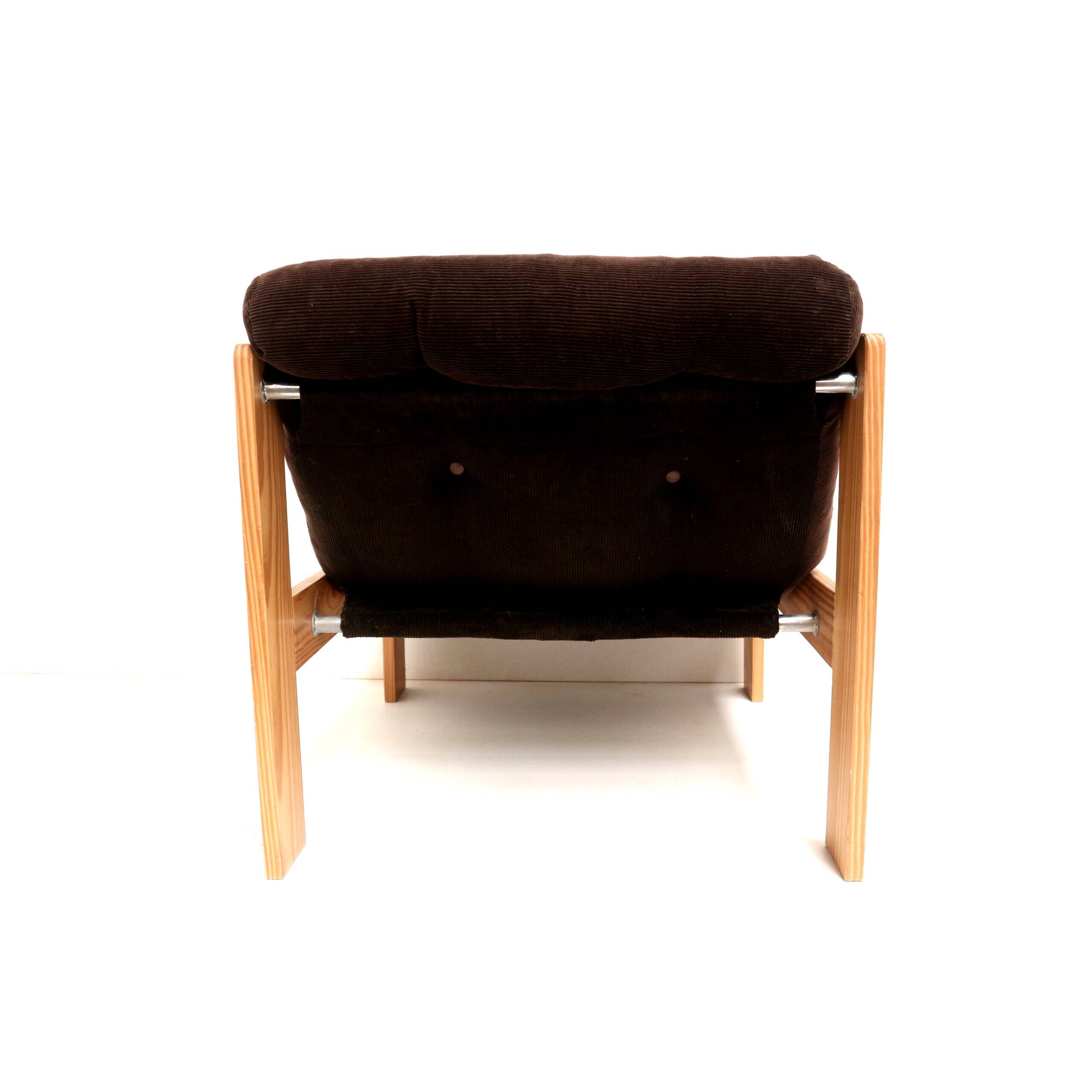 Vintage Brutalist 70s armchair with brown upholstery