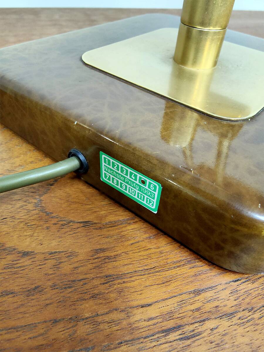 Vintage French brass and marble dessin desk lamp 1960