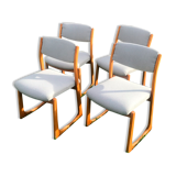 4 vintage 1970 chairs in blond beech