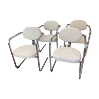 4 chrome chairs era 70s