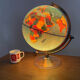 World map lamp Scan-globe Denmark vintage 1972 swivel & tiltable