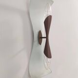 Vintage Brass and Etched and Curved Glass Wall Light ascribable to Fontana Arte