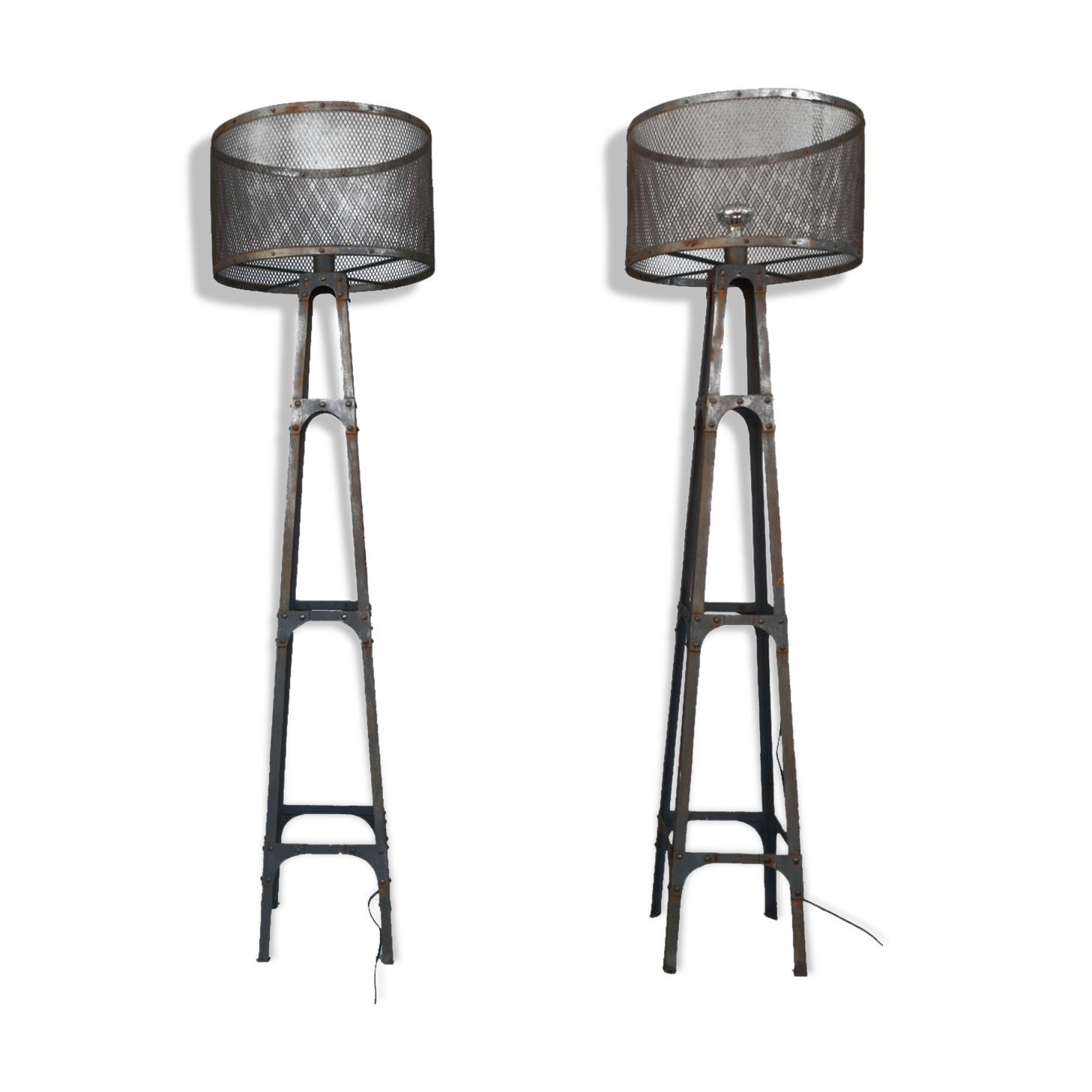 Pair of vintage industrial style metal lampposts