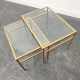 Tables basses gigognes Roger Thibier dorées 1960