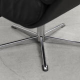 Vintage german office swivel leather easy chair, 1960s