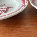 Lot of 4 red deep plates Badonviller – Vintage bistro crockery