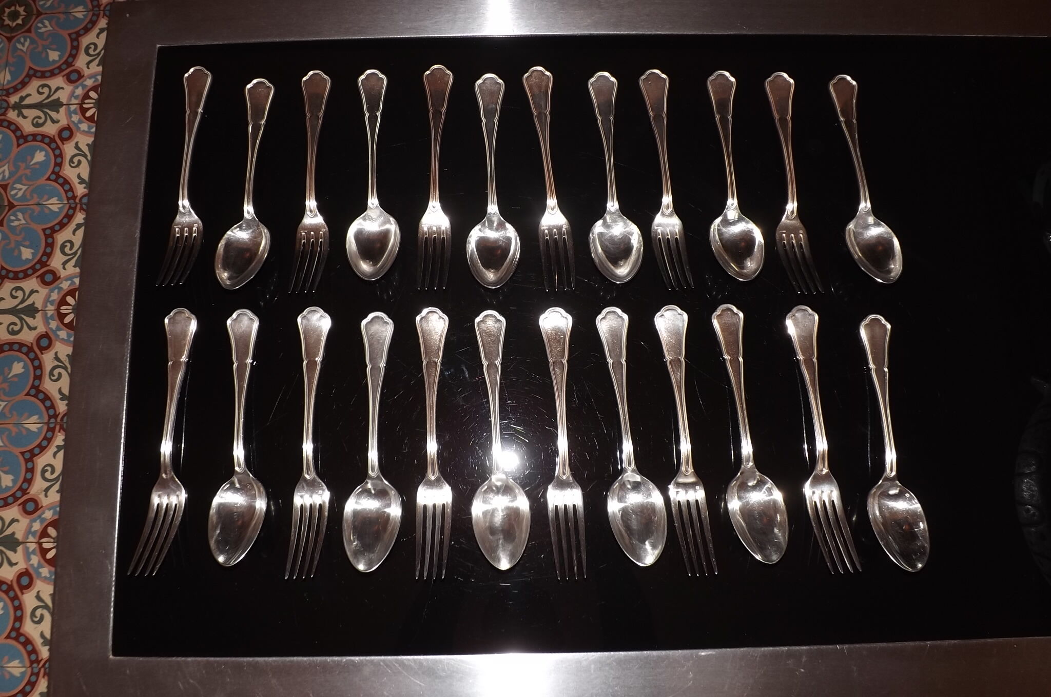 24 cutlery forks and spoons ercuis 20th