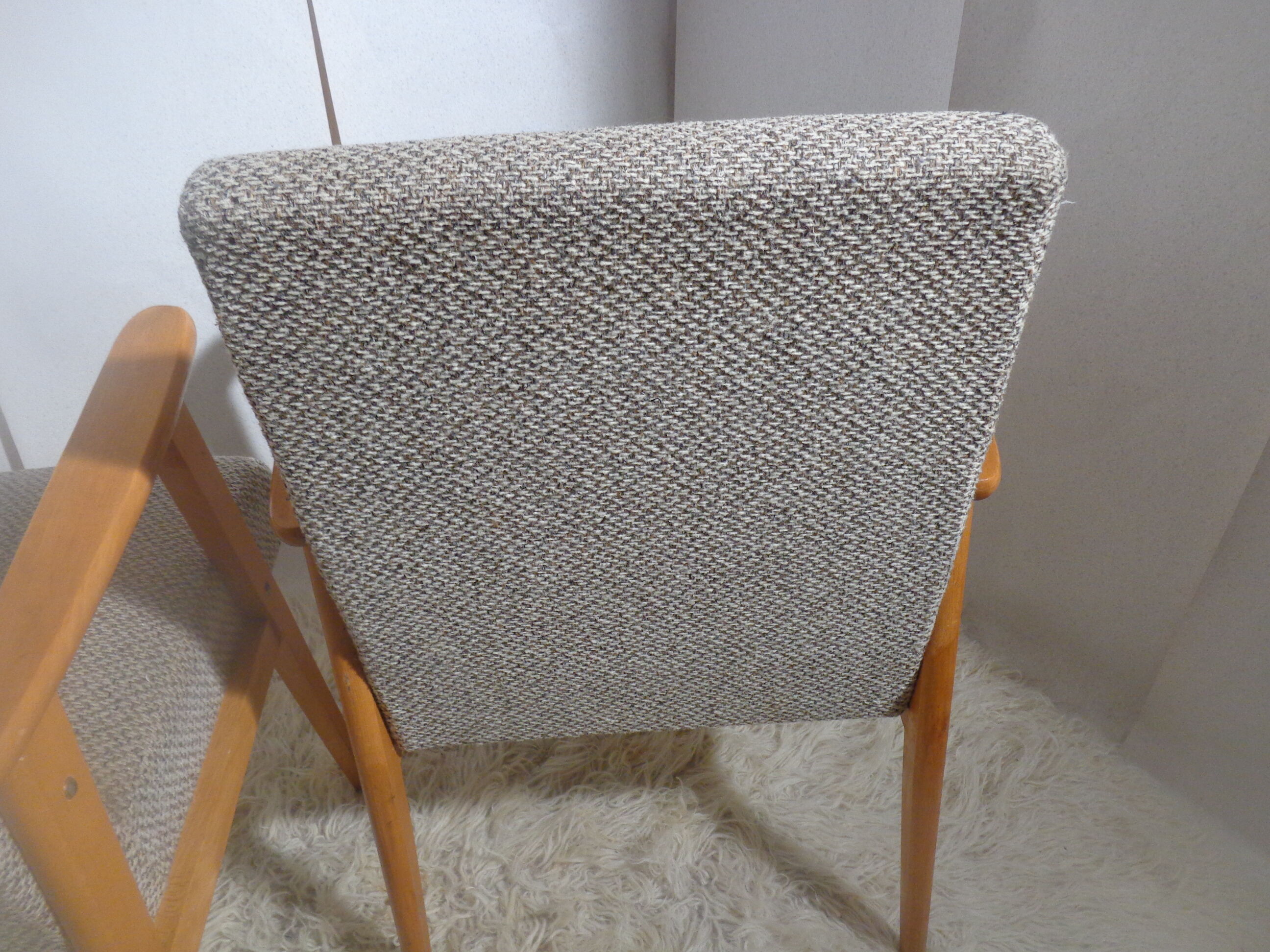 Pair of vintage Scandinavian armchairs from the 60s light wood