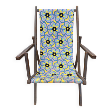 70s patterned fabric deckchair