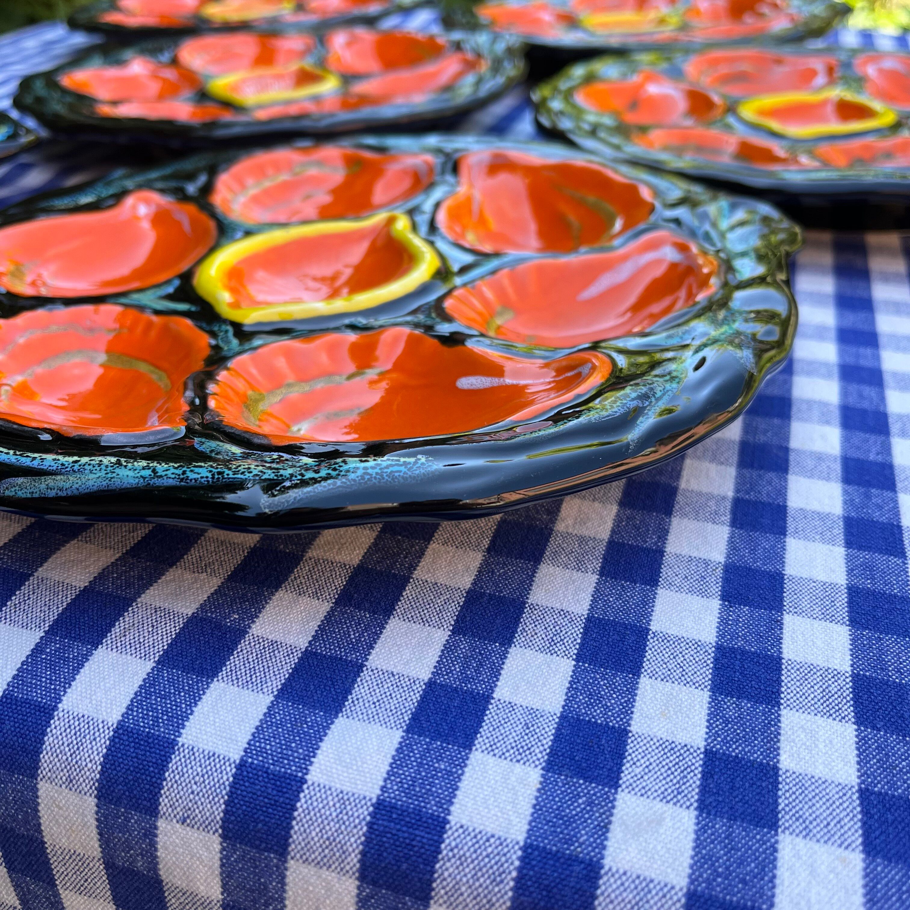 Set of 6 vintage oyster plates Gabriel Fourmaintraux 1960’s