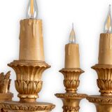 Dumez, Louis XVI style chandelier in carved and gilded wood. 1950s.