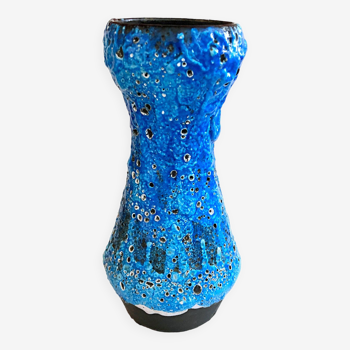 Vase artisanal bleu écume de mer vintage