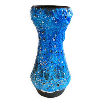 Vase artisanal bleu écume de mer vintage