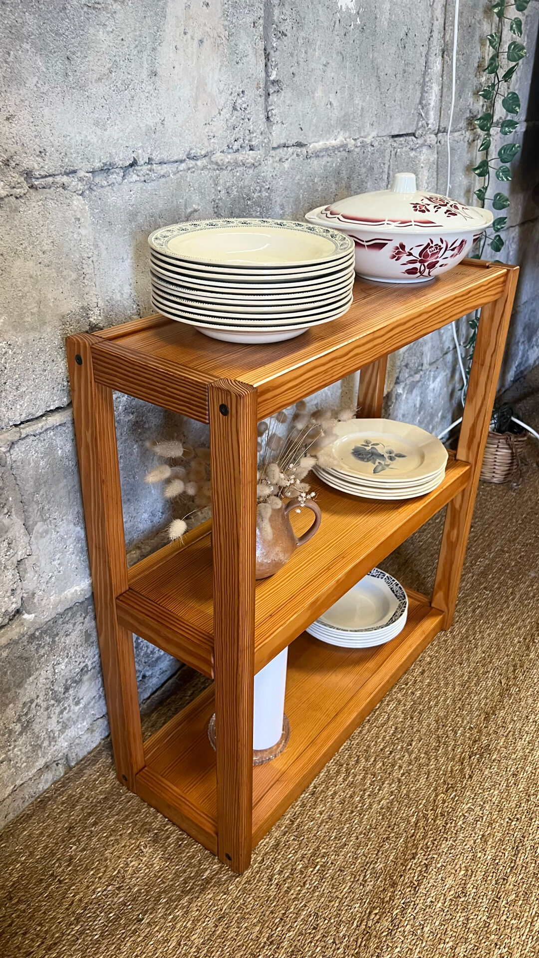 Vintage pine library shelves