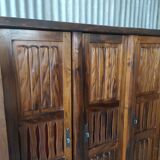 3-door brutalist cabinet in solid elm