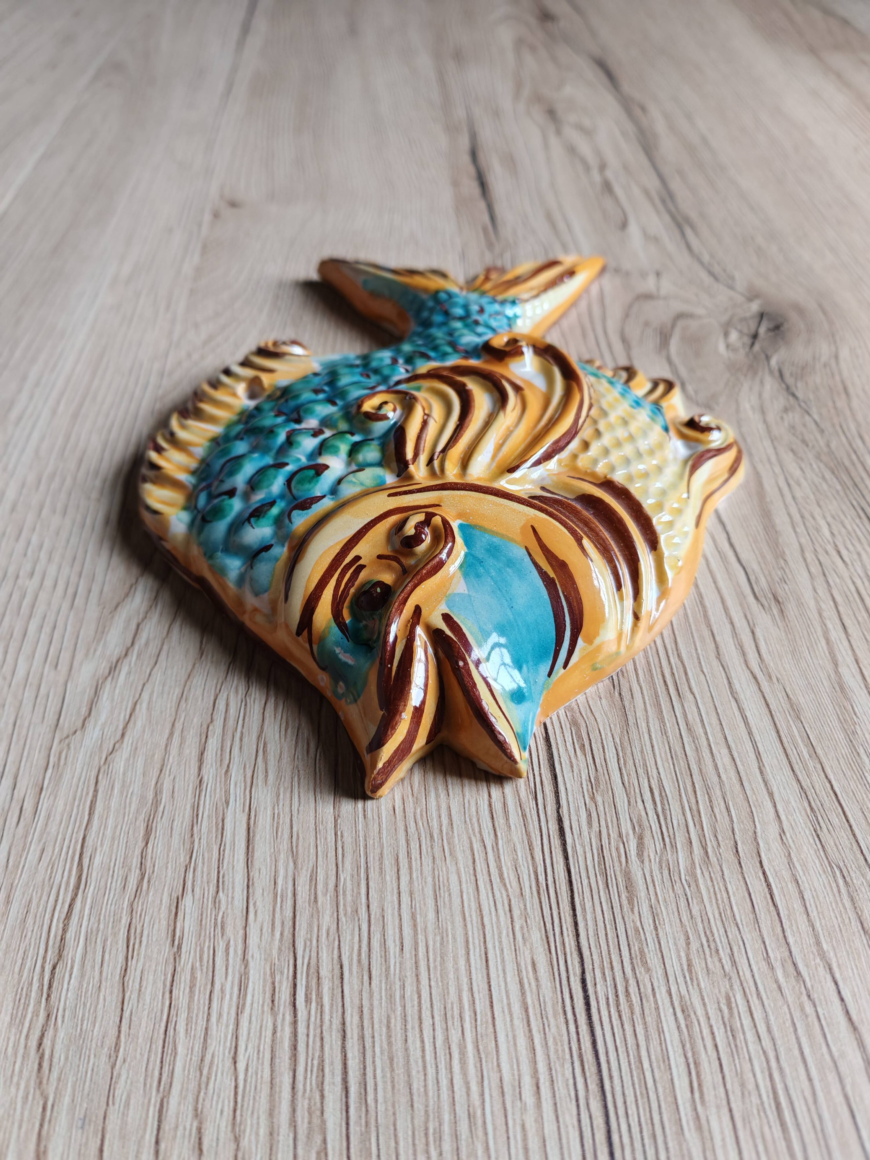 Vintage Ceramic Wall Decorative Fish - Mediterranean Style Decoration