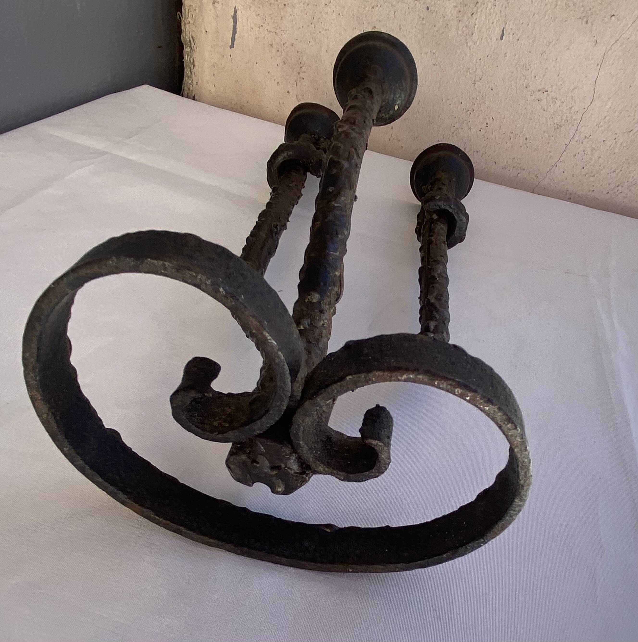 Brutalist iron candle holder