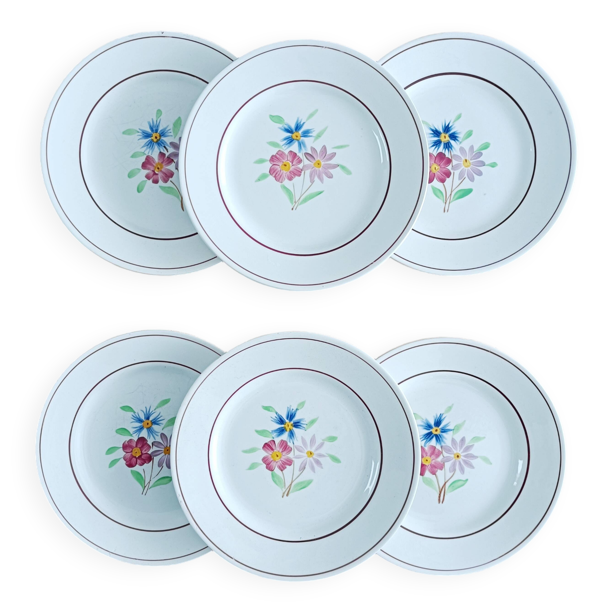 Set of 6 Ceranord dessert plates, Bettina model