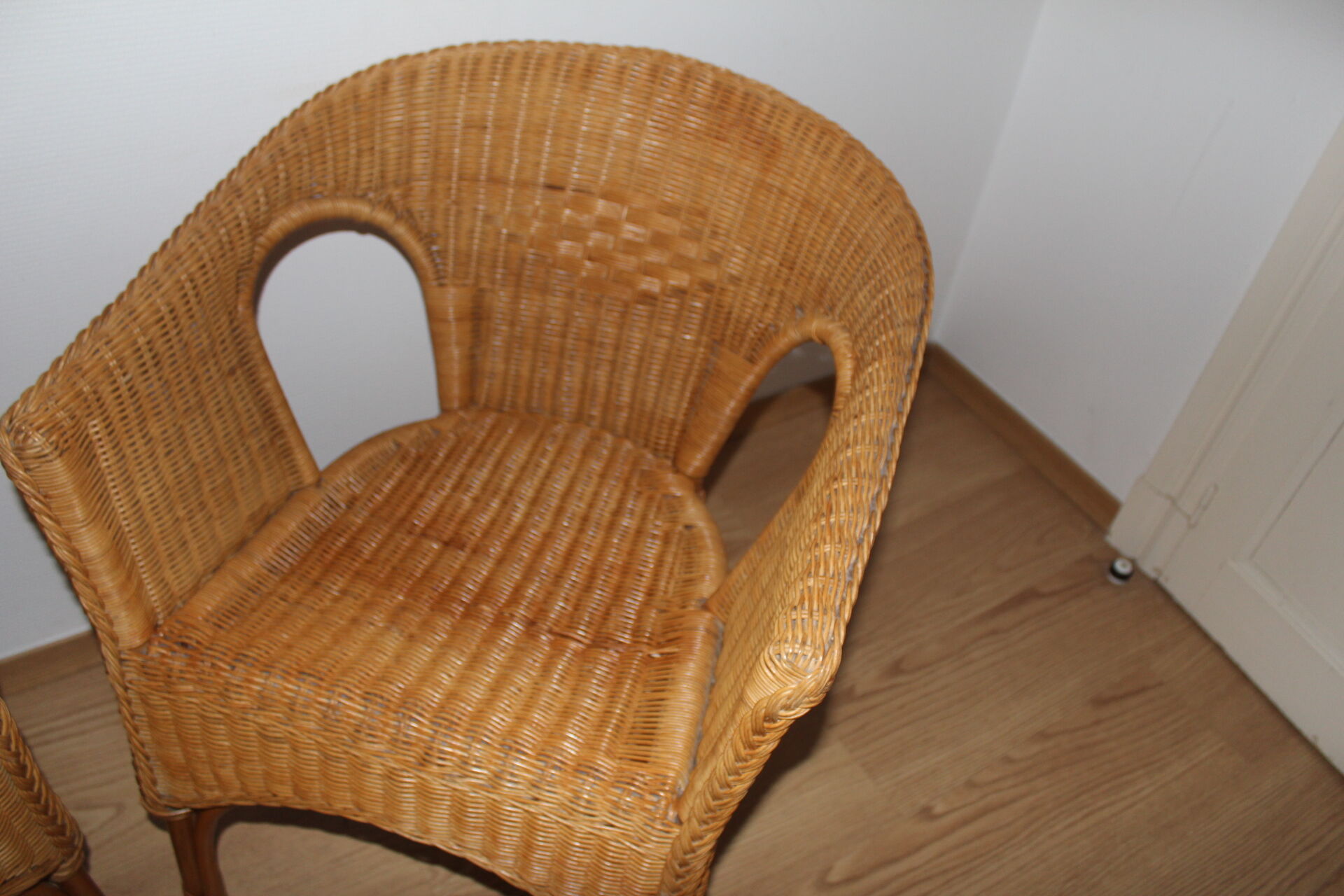 Pair of vintage wicker armchairs