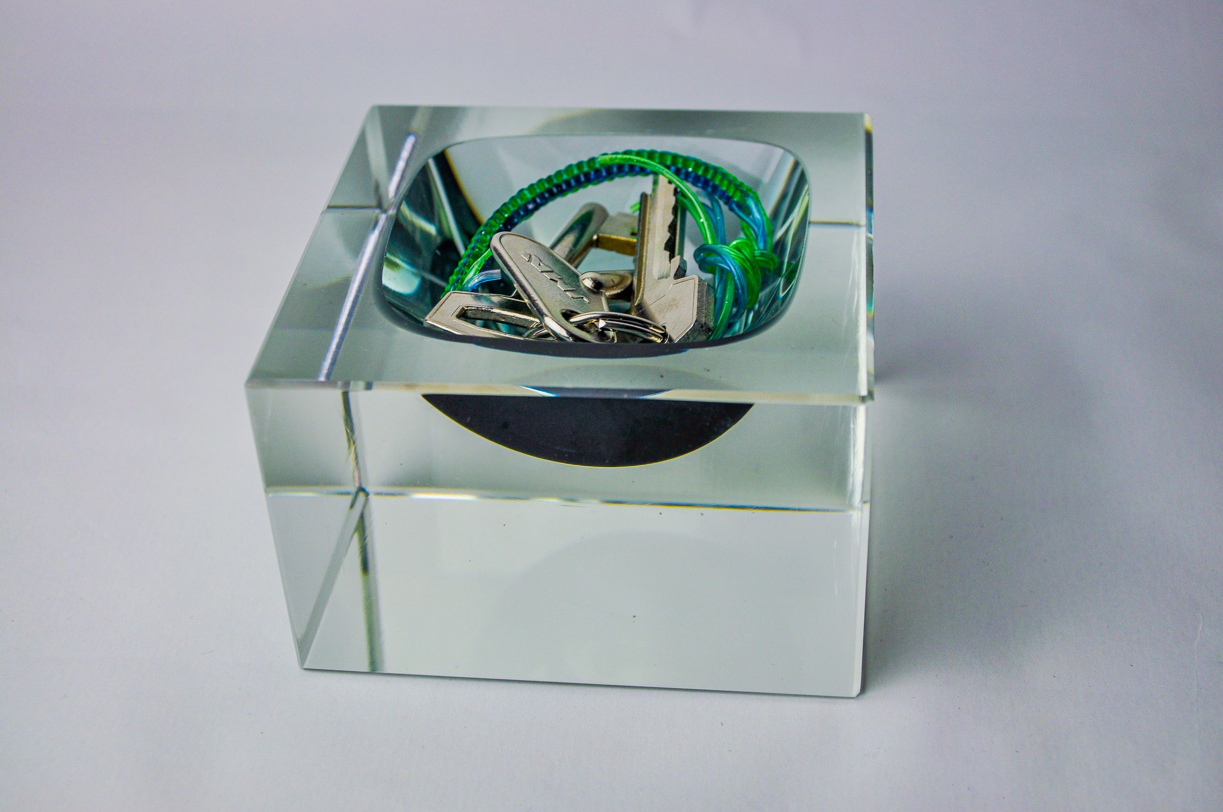 Ashtray Sommerso cubic gray by Seguso, Murano, Italy, 1970