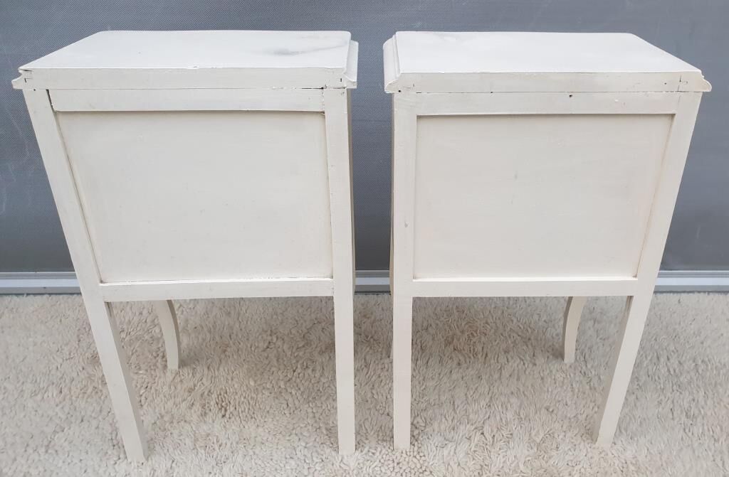 Pair of white vintage bedside tables