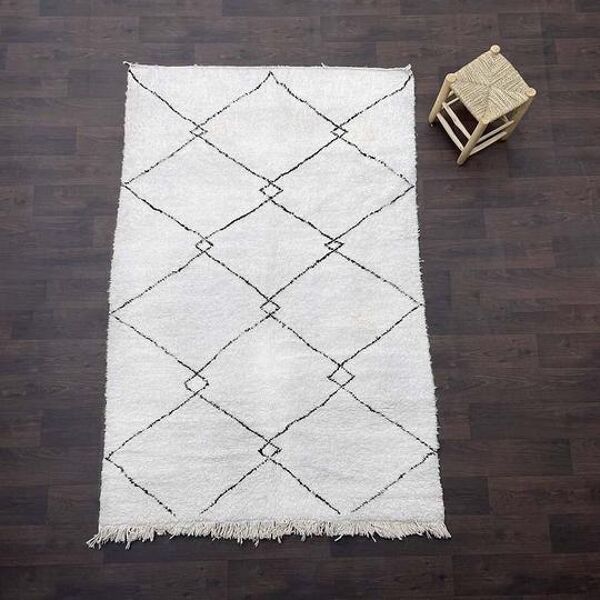 Tapis Berbère aux Losanges emmêlés noirs