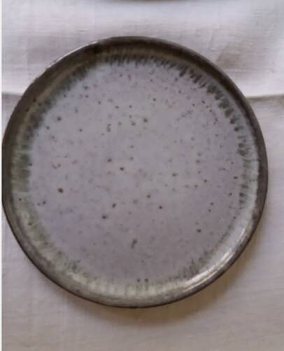 Set of 5 bluish gray enamelled stoneware dessert plates