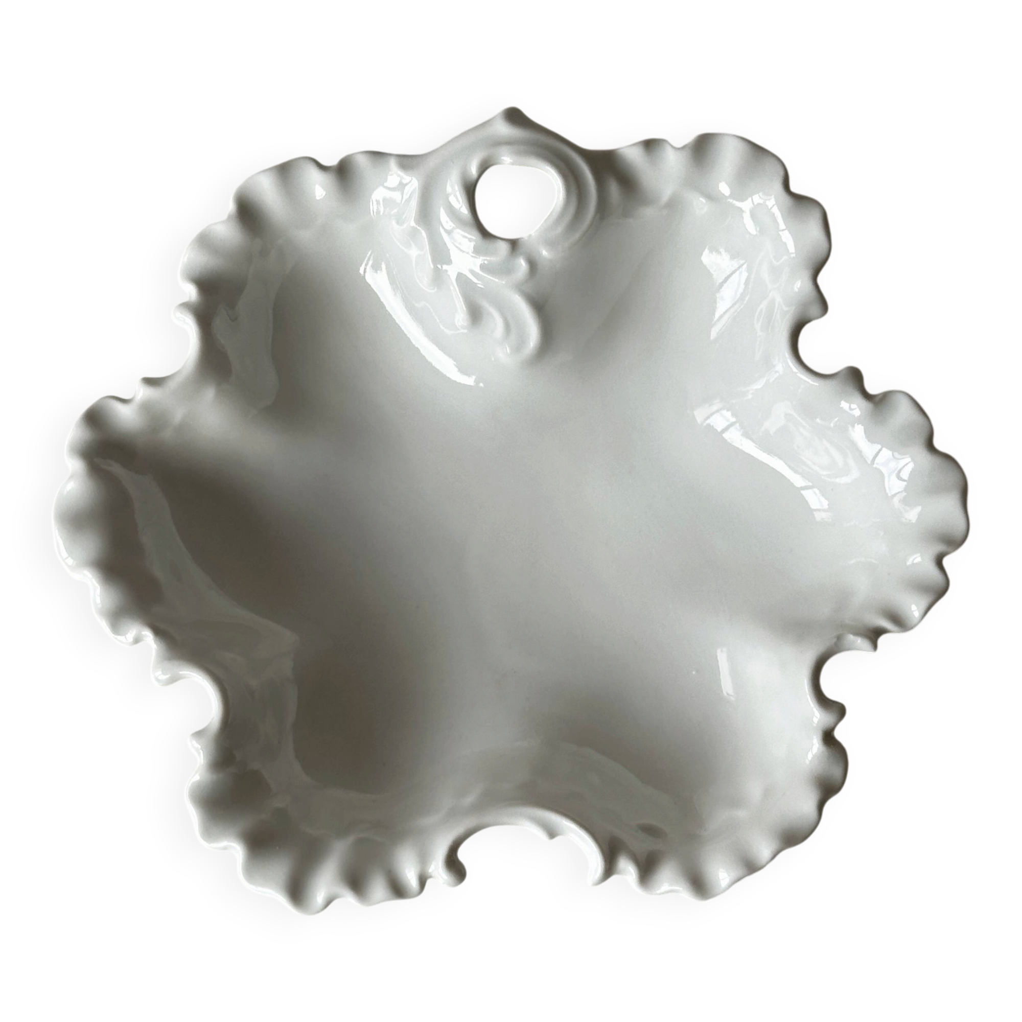 Coupelle porcelaine blanche forme feuille