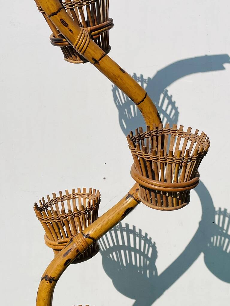 Bamboo snake plant holder. Vintage 50s.