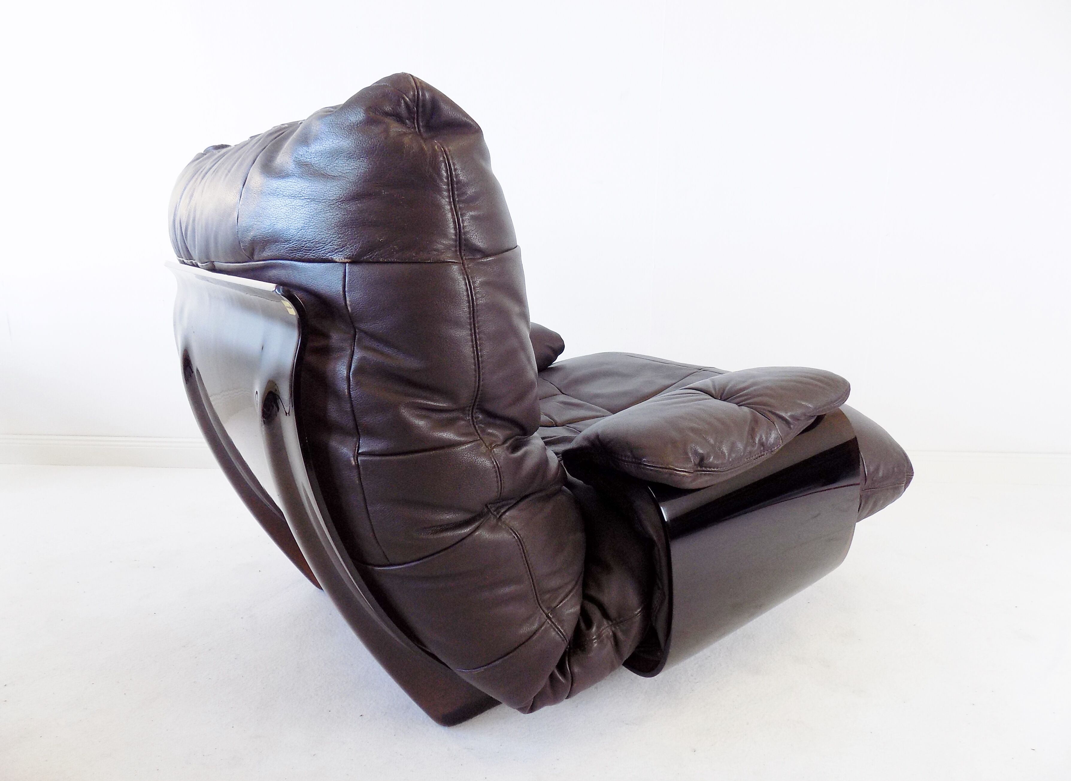 Ligne Roset Marsala brown leather armchair by Michel Ducaroy