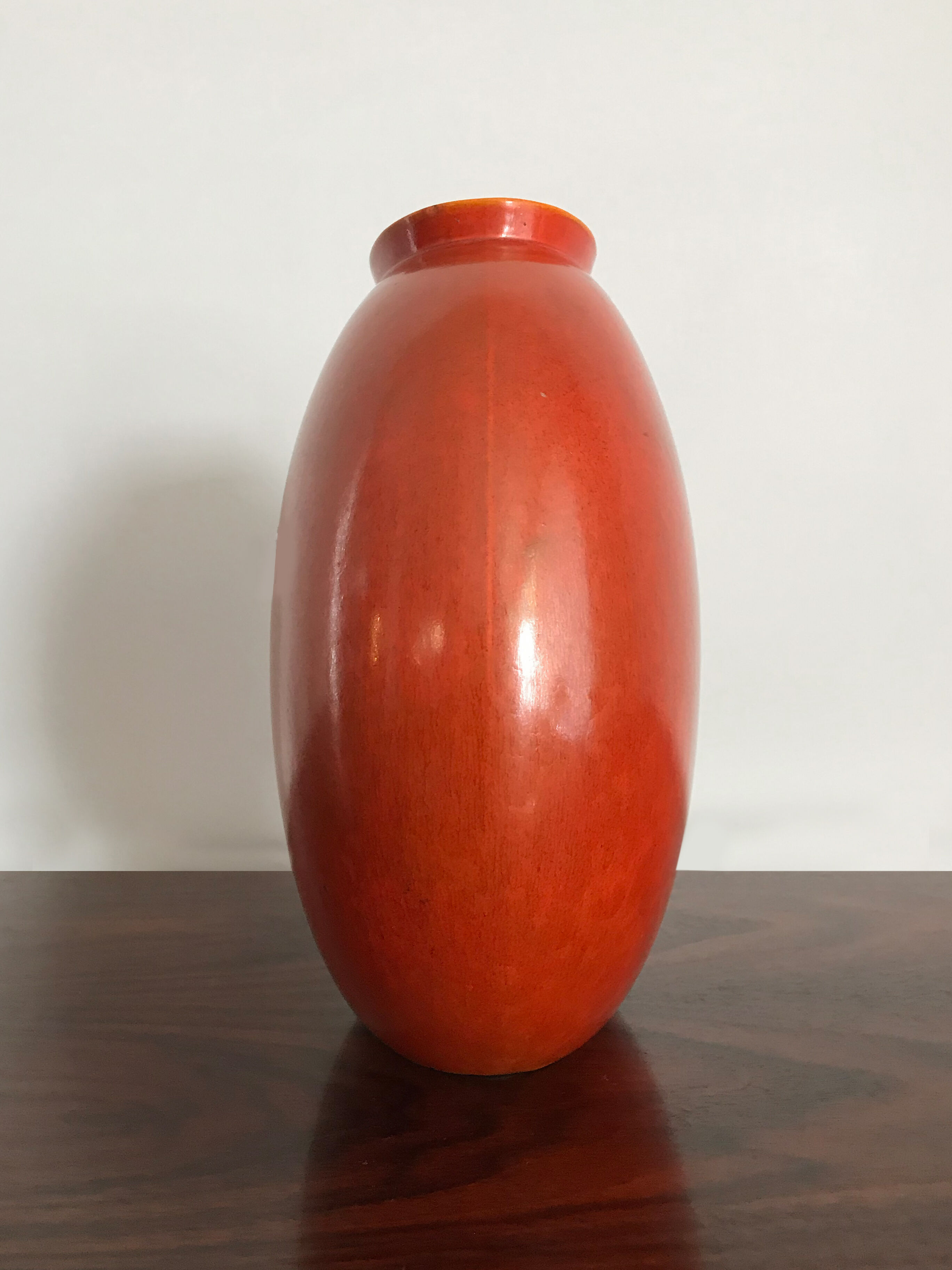 Italian Guido Andloviz big orange ceramic vase, 1940s